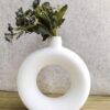 SPHINX White Ceramic Donut Vase, 6 Inch Modern Flower Vase for Pampas Grass, Dried Flowers, Home & Office Decor, Centerpiece, Handcrafted Gift Vase Only