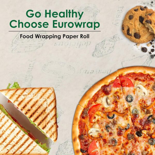 EUROWRAP Food Wrapping Butter Paper 10 Mtr (8+2) | Extra Thick Food Grade Wrap for Cooking, Baking, Packing, Serving & Roti | Non-Stick Multipurpose Parchment Paper | Kitchen Essentials