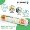 EUROWRAP Food Wrapping Butter Paper 10 Mtr (8+2) | Extra Thick Food Grade Wrap for Cooking, Baking, Packing, Serving & Roti | Non-Stick Multipurpose Parchment Paper | Kitchen Essentials