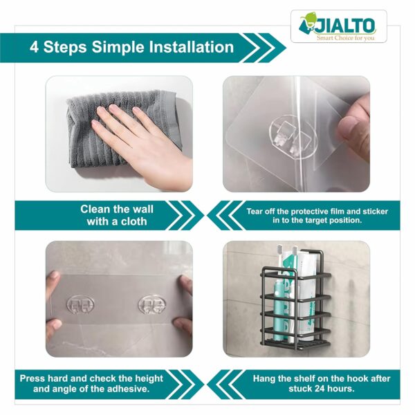 1771867253_JIALTO-5-in-1-Self-Adhesive-Bathroom-Organizer-Combo-No-Drill-Wall-Mounted-Shelf-Stand-with-Metal-Racks-Toothbrush-Holder-Soap-Dish-Storage-Tray-Multipurpose-Bathroom-Accessories-Black.jpg JIALTO 5 in 1 Self-Adhesive Bathroom Organizer Combo - No Drill Wall Mounted Shelf Stand with Metal Racks | Toothbrush Holder | Soap Dish & Storage Tray | Multipurpose Bathroom Accessories (Black)