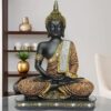 Global Grabbers New Limited Edition 25 Centimetre Meditating Sitting Buddha Idol Statue showpiece Home Decor Decoration Items for Living Room and Gifts (1, Orange Black)