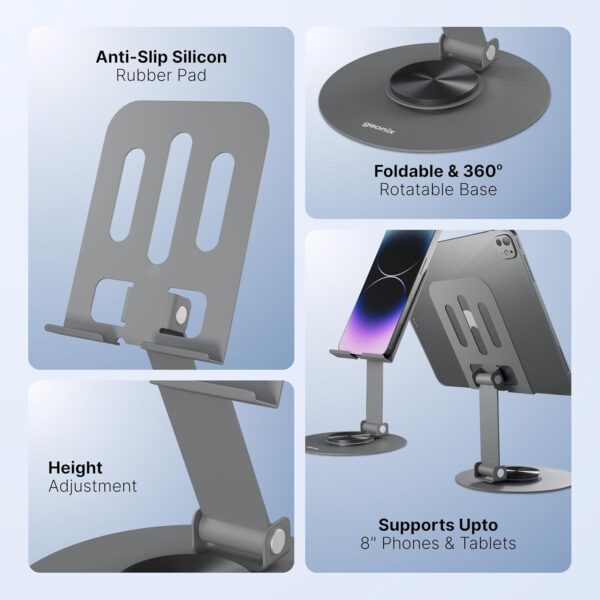 1771915561_Geonix-Trek-M3-360°-Rotatable-Foldable-Mobile-Phone-Stand-–-Metallic-Adjustable-Height-Angle-Universal-Holder-for-Smartphones-Tablets-Grey.jpg Geonix Trek M3 360° Rotatable & Foldable Mobile Phone Stand – Metallic, Adjustable Height & Angle, Universal Holder for Smartphones & Tablets (Grey)