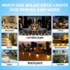 BTAG Solar-Powered Deck Light – IP65 Waterproof LED Step, Stair, Fence & Railing Light with Wide-Angle Illumination, Rechargeable Outdoor Lighting for Yard, Patio & Pathway.Pack of 4