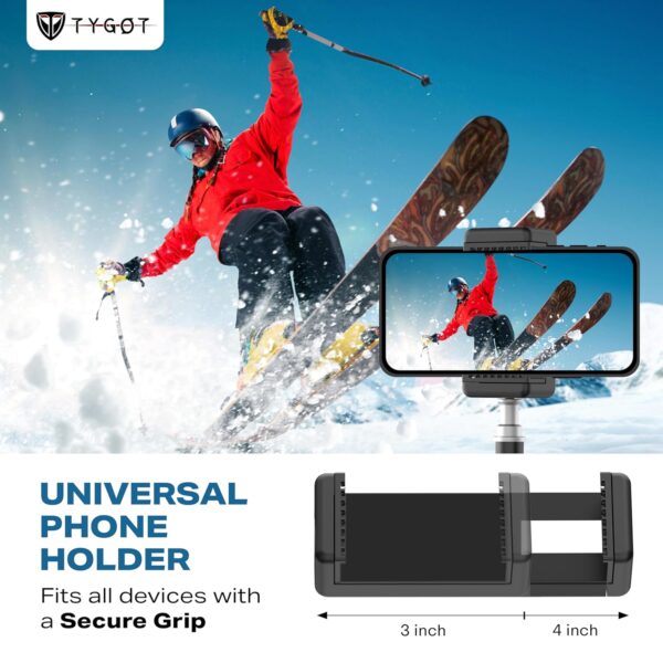 Tygot Lightweight & Portable Portable 7 Feet (84 Inch) Long Tripod Stand with Adjustable Mobile Clip Holder for All Mobiles & Cameras (Black)