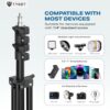 Tygot Lightweight & Portable Portable 7 Feet (84 Inch) Long Tripod Stand with Adjustable Mobile Clip Holder for All Mobiles & Cameras (Black)