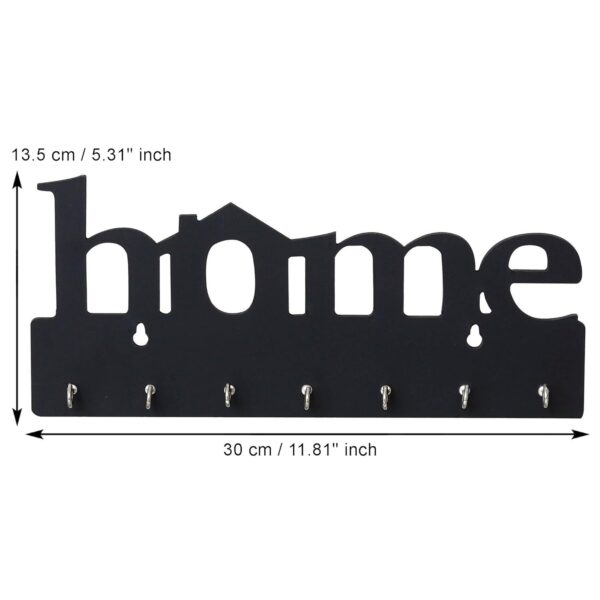 Webelkart Premium Home Keys Wooden Key Holder (29 cm x 13.5 cm x 0.4 cm, Wood) 7 Hook - Decorative Items for Home Decor (Black)
