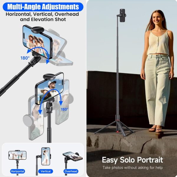 WeCool S7 Pro Long Selfie Stick with Tripod Stand 69"/177cm, 360 Degree Rotation Selfie Stick Tripod, Magnetic Remote with ABS+Aluminum Body, Auto Pop Open for Hands-Free Photo & Live Video Shoot