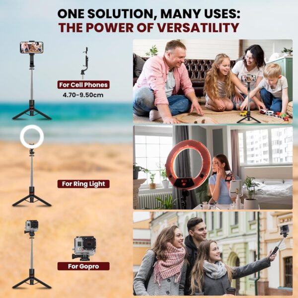 WeCool S6 Reinforced Bluetooth Selfie Stick with Tripod Stand, 45inc/ 113cm Long Selfie Stick with 6-Section Stable Base, Detachable Mobile Holder, Compatible with Mobile/GoPro for Video & Photoshoot