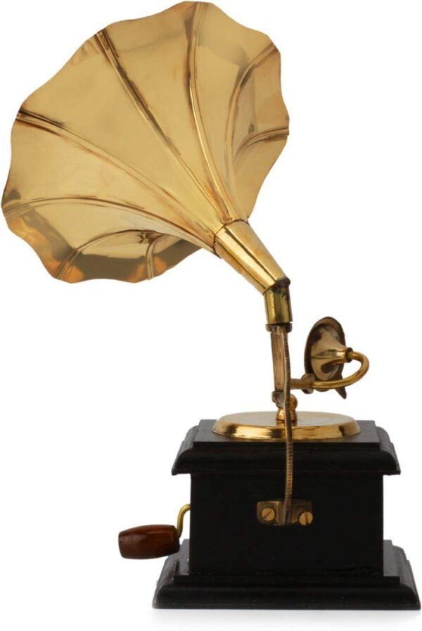 JaipurCrafts Premium Sparkle Square Gramophone Showpiece - 23 cm (Brass, Brown, Gold) (Black, Gold) (Black, Gold)