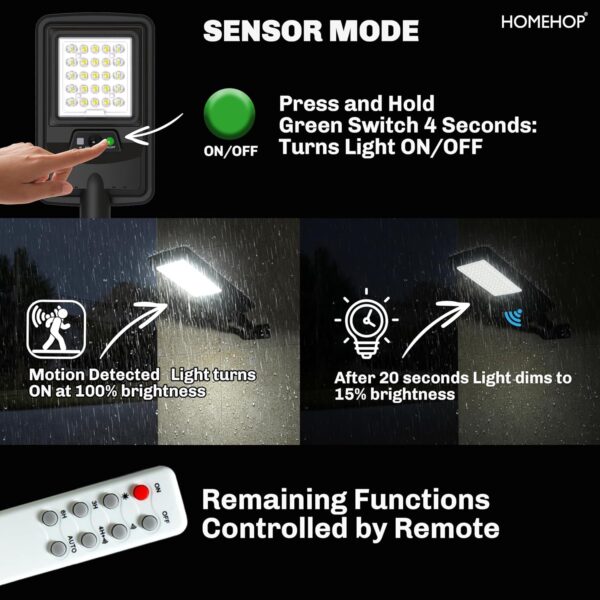 Homehop All-in-One Solar Street Light 50 W Motion Sensor LED Automatic Wireless Lamp for Outdoor Home Garden, Pathway,(Cool White,4000mAh /ABS/Pole Included)