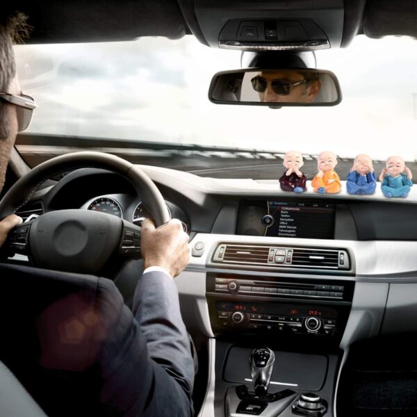 TIED RIBBONS Set of 4 Miniature Buddha Monk Statues for Home Decor and Gifts (Small, Multicolour) Resin