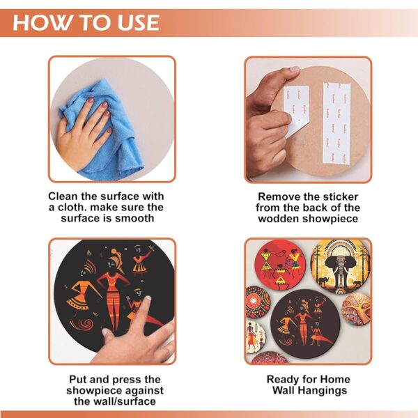 Wooden Wall Hanging For Home Décor, Set of 11, Living Room, Bedroom, Office Decoration (Rajasthani)