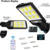 180W Led Solar Street Light Outdoor,10000LM IP65 Waterproof Solar Security Flood Lights Outdoor Motion Sensor, Wired Security Solar Powered Flood Lights for Indoor, Outside, Yard, Garden