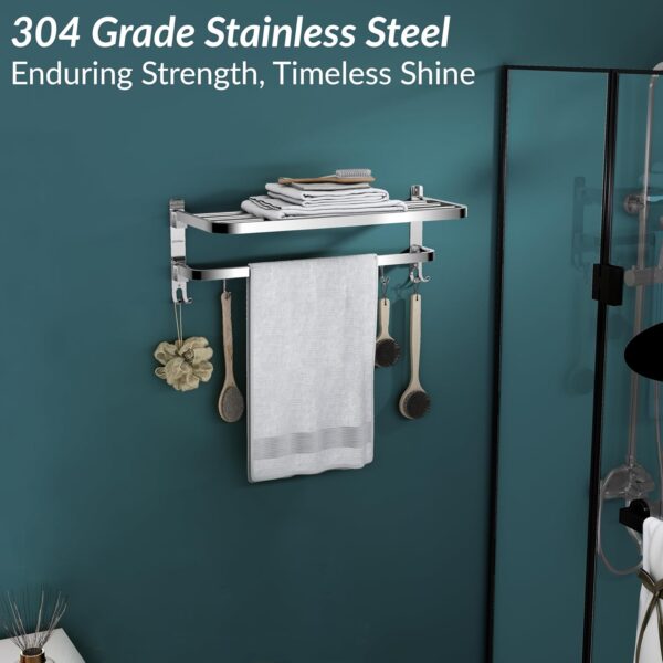 Plantex 304 Grade Stainless Steel Towel Hanger for Bathroom/Dual Folding Towel Rack/Towel Holder/Bathroom Accessories (24-Inch) Chrome