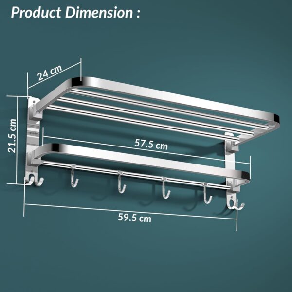 Plantex 304 Grade Stainless Steel Towel Hanger for Bathroom/Dual Folding Towel Rack/Towel Holder/Bathroom Accessories (24-Inch) Chrome
