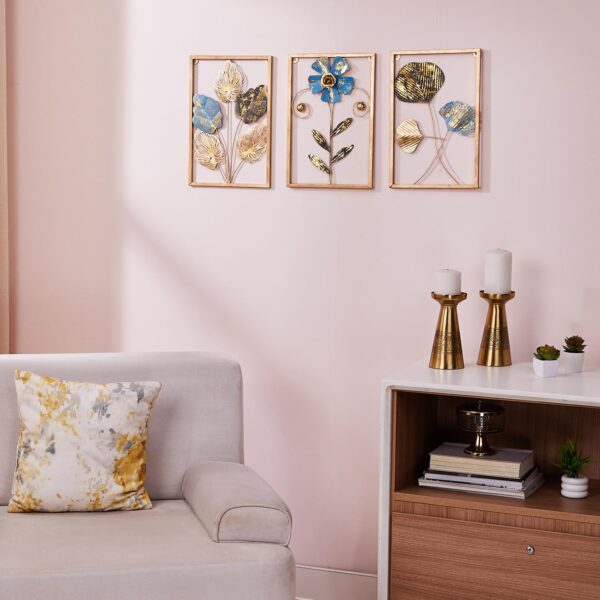 Amazon Brand – Solimo Leaves Metal Wall Decor | Elegant Nature-Inspired Iron Wall Hanging | Sturdy Iron | Wall Hanging | Wall Décor | Easy Installation | 37 x 25 cm Each | Set of 3