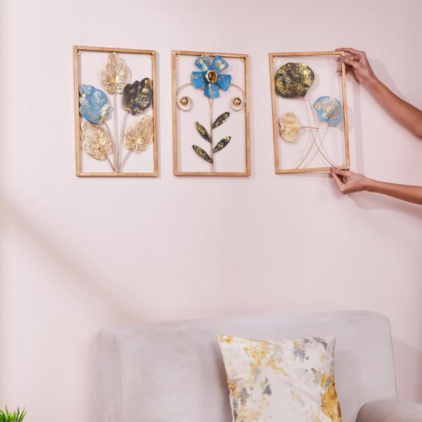 Amazon Brand – Solimo Leaves Metal Wall Decor | Elegant Nature-Inspired Iron Wall Hanging | Sturdy Iron | Wall Hanging | Wall Décor | Easy Installation | 37 x 25 cm Each | Set of 3