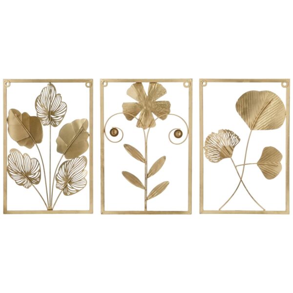 Amazon Brand – Solimo Leaves Metal Wall Decor | Elegant Nature-Inspired Iron Wall Hanging | Sturdy Iron | Wall Hanging | Wall Décor | Easy Installation | 37 x 25 cm Each | Set of 3