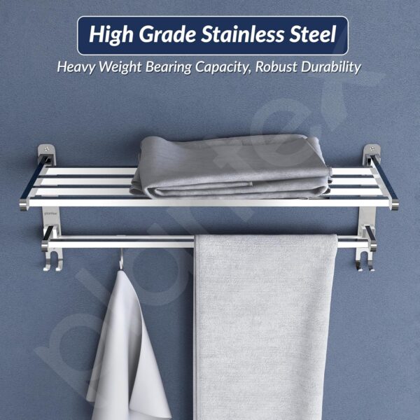 Plantex Stainless Steel Towel Holder Rack/Cloth Hanger for Bathroom, Bathroom Accessories -Chrome Finish, 24 Inch, Pack of 1