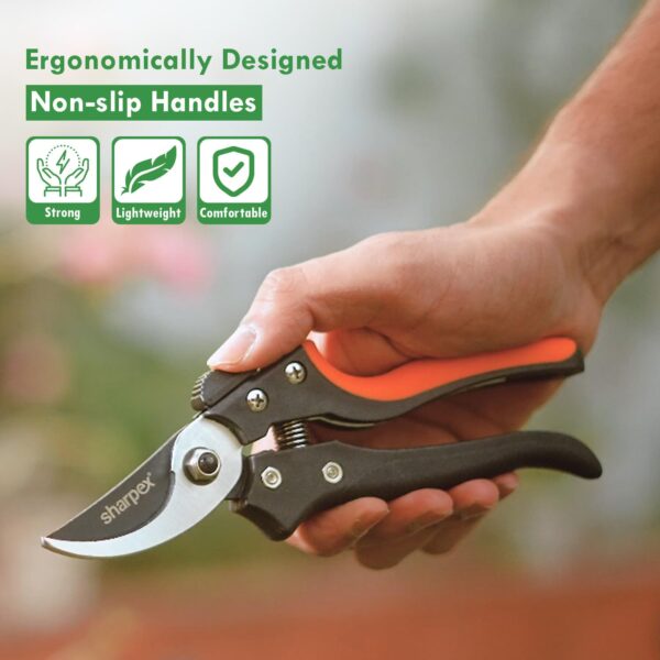 Sharpex Heavy Duty 8 Inch Garden Bypass Pruning Shears | SK5 Carbon Steel With Teflon Coating Blade | Tree Trimmers Secateurs, Plant Cutter For Home Gardening Scissors, Plant Branch Cutter For Tree