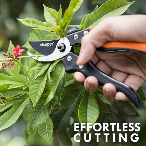 Sharpex Heavy Duty 8 Inch Garden Bypass Pruning Shears | SK5 Carbon Steel With Teflon Coating Blade | Tree Trimmers Secateurs, Plant Cutter For Home Gardening Scissors, Plant Branch Cutter For Tree
