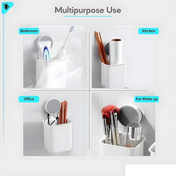 Boniry Plastic Toothbrush Holders for Bathroom, Wall-Mounted Brush Holder, Tooth Brushes Holder Stand, Bathroom Organiser and Toothpaste Holder - Washroom Organizer and Brush Stand (Abs White 2 Pcs)