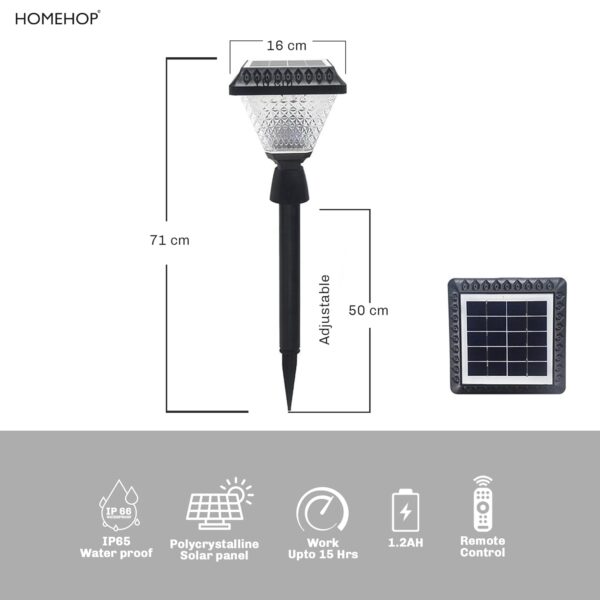 Homehop Garden Solar Light 10 LED Outdoor, Pathway, Home Decor, Waterproof, Decorative, Landscape,Bollard Lamp 2200mAh with Remote Control (ABS+PC,RGB)