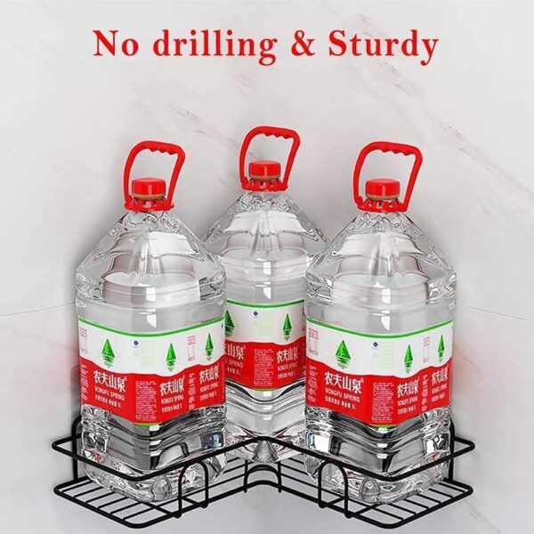 RAYMOX Pack of 2 Self-Adhesive Shelf/Storage Organizer for Bathroom and Kitchen Corner Wall Mounted Rack Shelf Bathroom Accessories Storage Rack No Drilling-Shelf Adhesive