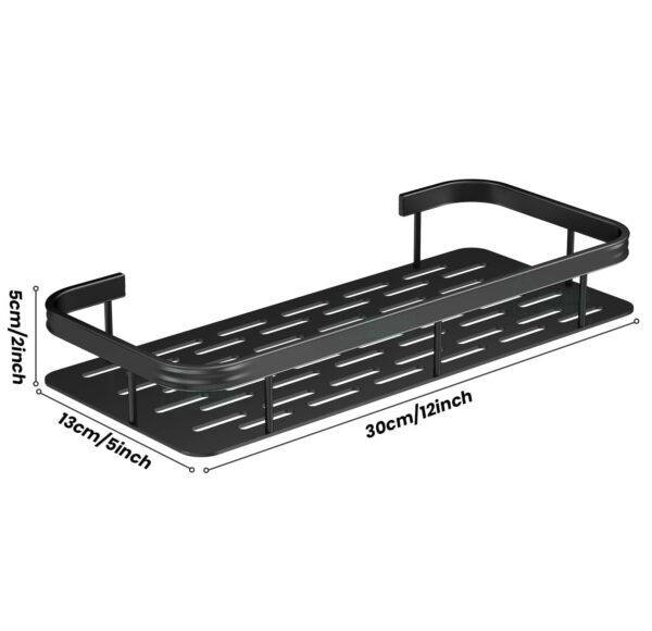 2 Pcs Aluminium Bathroom Wall Shelf Organiser, 30 cm, Adhesive Mount Storage Rack with Installation Kit (Black)