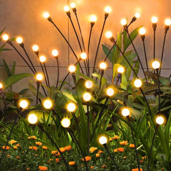 4 Pack Starburst Swaying Solar Garden Lights, Outdoor Waterproof Firefly Lights for Patio Yard Lawn