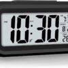 AERYS Digital Alarm Clock with Automatic Sensor, Date and Temperature Display, Compact Desk Table Clock for Students, Home, Office, Bedroom, Living Room,Home Decor, Corporate Use (Black Digital)