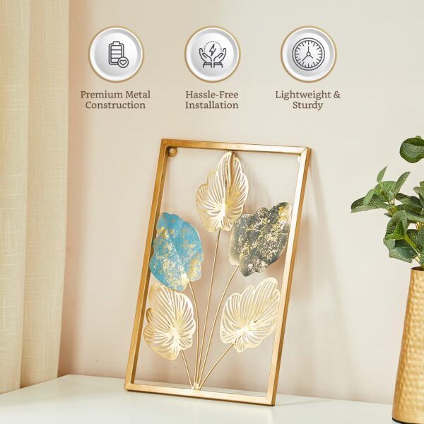 Amazon Brand – Solimo Leaves Metal Wall Decor | Elegant Nature-Inspired Iron Wall Hanging | Sturdy Iron | Wall Hanging | Wall Décor | Easy Installation | 37 x 25 cm Each | Set of 3