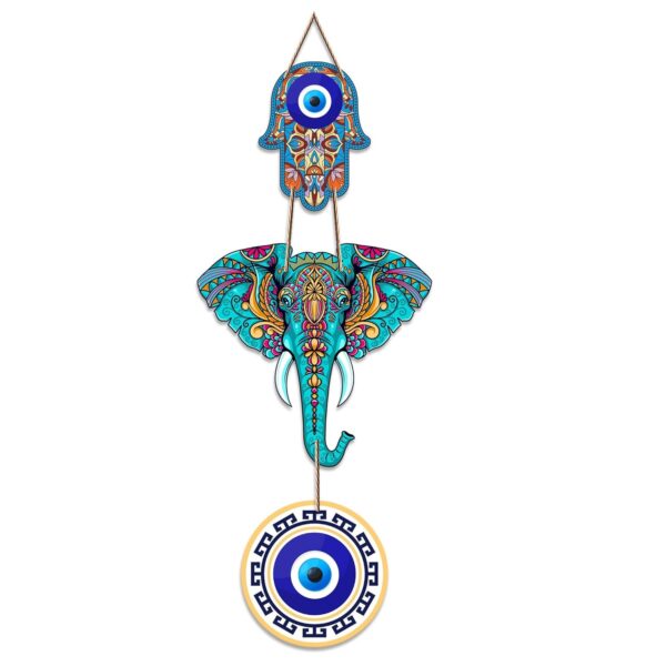 Artvibes Designer Elephant Wooden Wall Hanging For Luck Properity For Home Decoration | Livingroom | Spiritual Decor Items | Wall Illustrations | Ethnic Wall Decor | Wall Art Print (WH_8506N)
