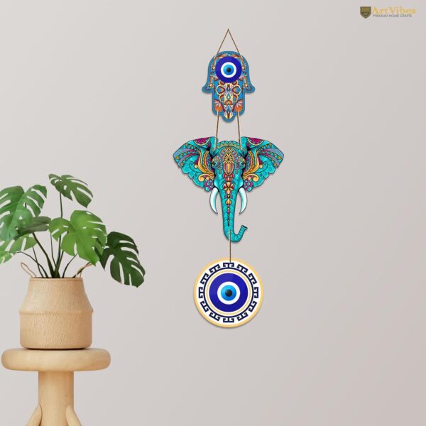 Artvibes Designer Elephant Wooden Wall Hanging For Luck Properity For Home Decoration | Livingroom | Spiritual Decor Items | Wall Illustrations | Ethnic Wall Decor | Wall Art Print (WH_8506N)
