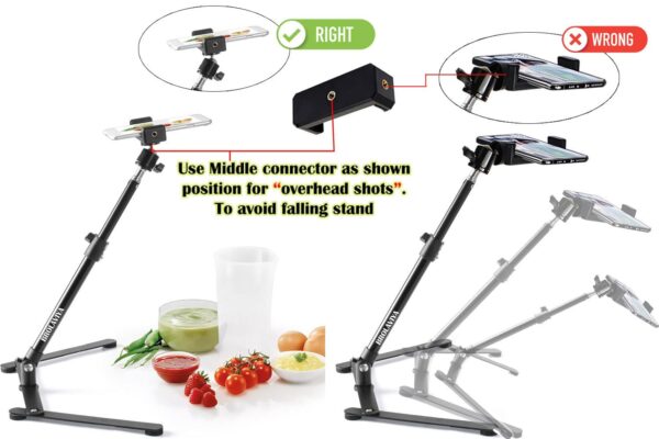 BROLAVIYA Overhead Video Mobile Metal desktop Stand with 1/4" Male Adaptor for Camera,Gopro and Mobile Bracket for online teaching,Video,Desktop,Bedroom, Office