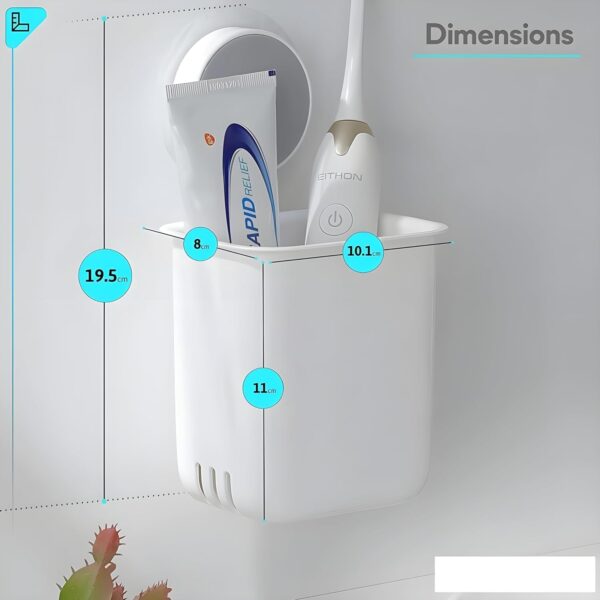 Boniry Plastic Toothbrush Holders for Bathroom, Wall-Mounted Brush Holder, Tooth Brushes Holder Stand, Bathroom Organiser and Toothpaste Holder - Washroom Organizer and Brush Stand (Abs White 2 Pcs)