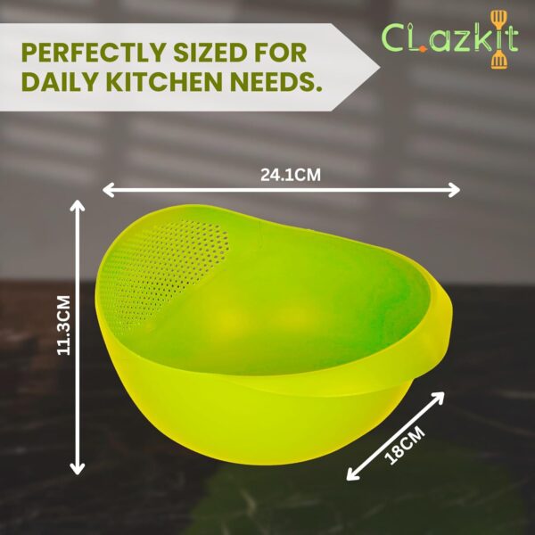 Clazkit Food Strainer Colander, Fruit Basket, Pasta Strainer, Vegetable Strainer, Kitchen Sieve, Washing Bowl, Unbreakable, (Color May Vary), Plastic - 11.3 x 18 x 24.1 Centimeters