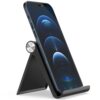 ELV Foldable, Portable, Tablet/Phone Stand. Compatible Phone Holder for iPhone, Android, Samsung, Oneplus, Xiaomi, Oppo, Vivo, Asus. Perfect for Bed,Office, Home,Gift and Desktop (Black) Tabletop