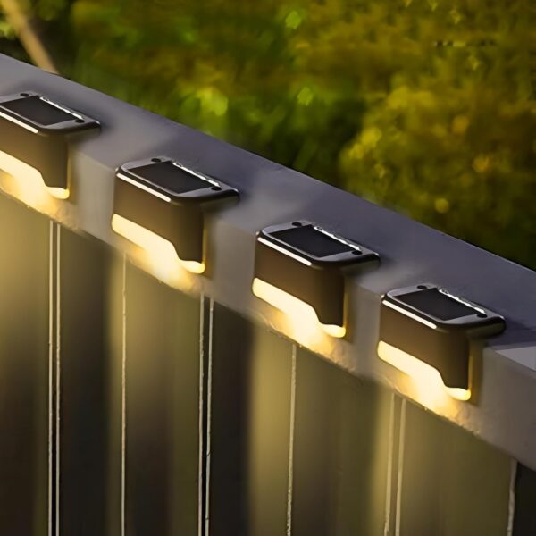 GIGALUMI Solar Deck Lights Outdoor Waterproof LED Automatic Motion Sensor Balcony & Garden Step Lights Weather-Resistant Wall Lamp for Patio, Pathway, Terrace, Stair & Home Decoration (Pack of 4)