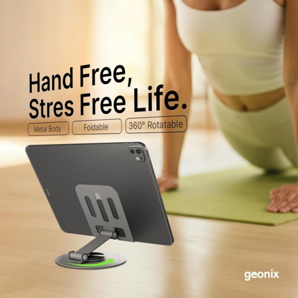 Geonix-Trek-M3-360°-Rotatable-Foldable-Mobile-Phone-Stand-–-Metallic-Adjustable-Height-Angle-Universal-Holder-for-Smartphones-Tablets-Grey.jpg Geonix Trek M3 360° Rotatable & Foldable Mobile Phone Stand – Metallic, Adjustable Height & Angle, Universal Holder for Smartphones & Tablets (Grey)