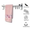 Gloxy Enterprise 24 Inch Wall Mounted Stainless Steel Bathroom Towel Hanger - Space-Saving - Durable Bathroom Accessories and Fittings - Easy Installation- (24 Inch, Chrome, Foldable)