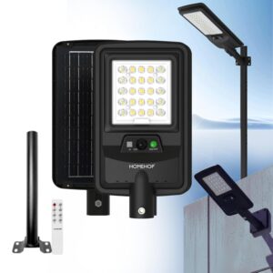 Homehop All-in-One Solar Street Light 50 W Motion Sensor LED Automatic Wireless Lamp for Outdoor Home Garden, Pathway,(Cool White,4000mAh /ABS/Pole Included)