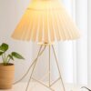 Homesake® Retro Down to The Wire Metal Table Lamp with Homesake® Retro Down to The Wire Metal Table Lamp with Fabric Shade, Bedside Lamp Gift Housewarming Home Living Room, Pleated Shade (Off-White)