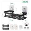 JIALTO 2 Pcs Self Adhesive Bathroom Shelf for Wall | Bathroom Organizer Without Drill | Wall Mounted Bathroom Shelves | Aluminum Bathroom Organizer Rack for Bathroom Accessories (Black)