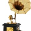JaipurCrafts Premium Sparkle Square Gramophone Showpiece - 23 cm (Brass, Brown, Gold) (Black, Gold) (Black, Gold)