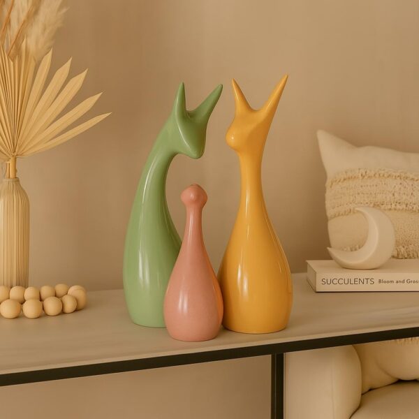 LIFEHAXTORE® Home Décor Lucky Deer Family Set | Piano Finish LIFEHAXTORE® Home Décor Lucky Deer Family Set | Piano Finish Ceramic Figures - (Set of 3 Yellow, Pink, LightGreen)