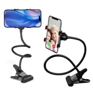 Metal 360 Degree Flexible Portable Foldable -Lazy Stand Bracket Cell Phone Holder/Gooseneck Long Arm Clip Mobile Stand for Table Mobile Stand for Bed Office