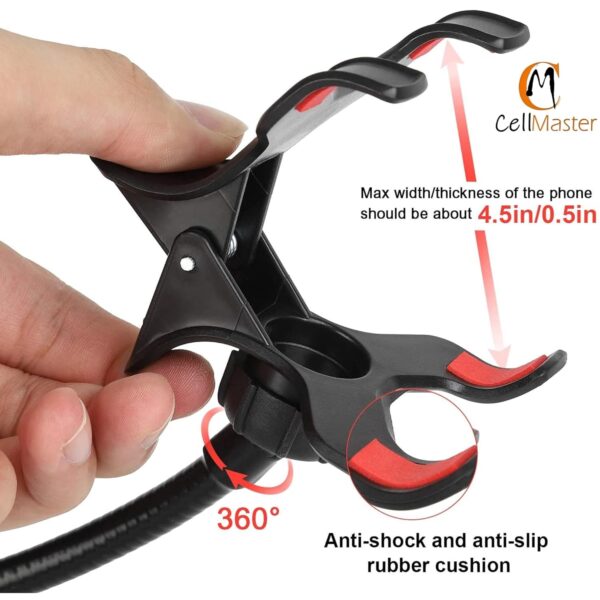 Metal 360 Degree Flexible Portable Foldable -Lazy Stand Bracket Cell Phone Holder/Gooseneck Long Arm Clip Mobile Stand for Table Mobile Stand for Bed Office