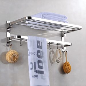 Plantex 304 Grade Stainless Steel Towel Hanger for Bathroom/Dual Folding Towel Rack/Towel Holder/Bathroom Accessories (24-Inch) Chrome
