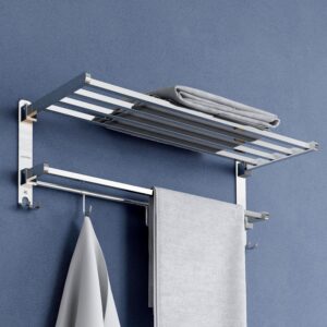 Plantex Stainless Steel Towel Holder Rack/Cloth Hanger for Bathroom, Bathroom Accessories -Chrome Finish, 24 Inch, Pack of 1
